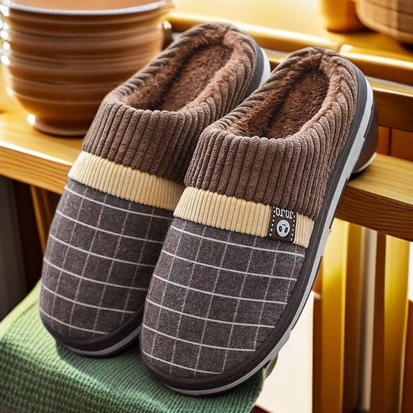 Pantuflas de Algodón para Hombre Invierno - Suela Gruesa Antideslizante