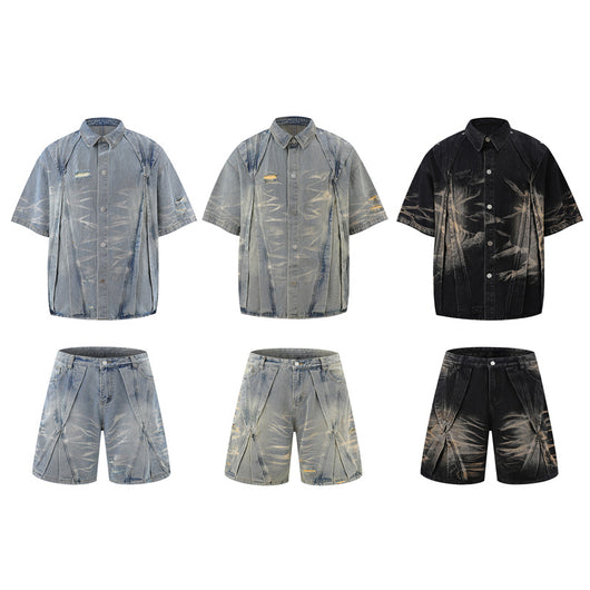 Conjunto de Camisa Vaquera Workwear Desgastada con Estilo Urbano - Image 5