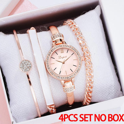 Reloj de Acero Inoxidable para Mujer - Juego de Cuatro Piezas de Tendencia Actual - Image 10
