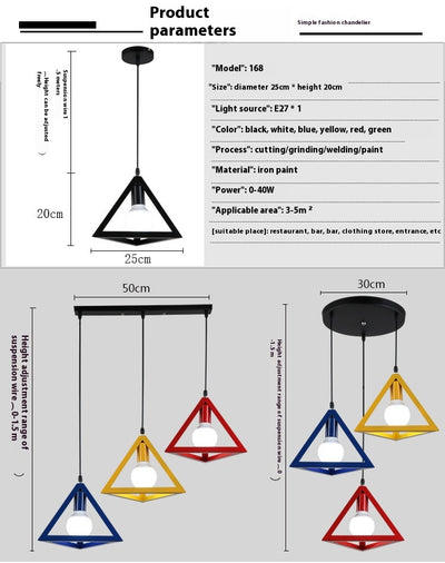 Lámpara Colgante Triangular Estilo Nórdico en Hierro Forjado - Image 8