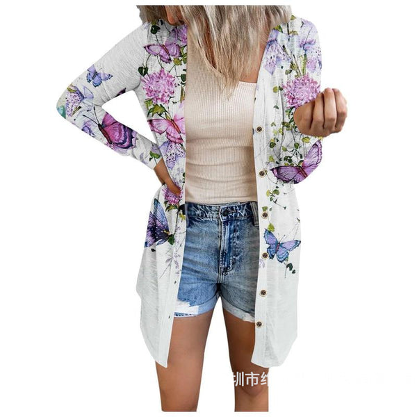 Abrigo Floral Talla Grande para Mujer - Largo Medio