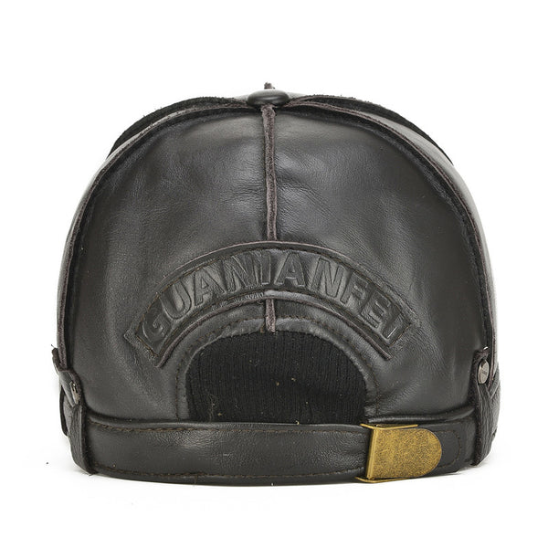 Gorro de Cuero para Hombre con Protección Auditiva - Invierno Acolchado