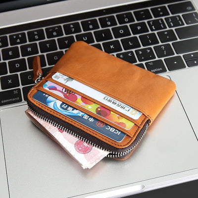 Billetera Horizontal de Cuero Genuino Ultra Delgada Estilo Retro - Image 12