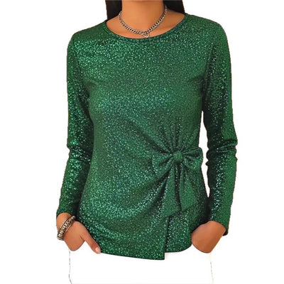 Suéter Elegante para Mujer con Lazo y Encaje Brillante - Image 5