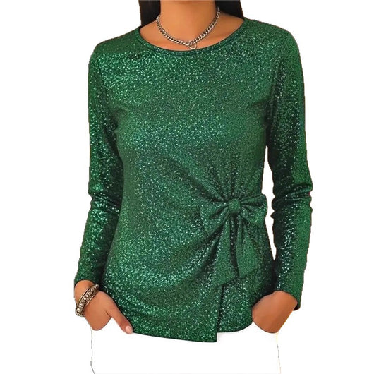 Suéter Elegante para Mujer con Lazo y Encaje Brillante - Image 5