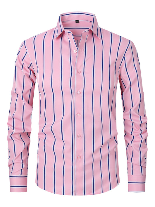 Camisa de Manga Larga en Seda de Hielo con Rayas Coordinadas - Image 10