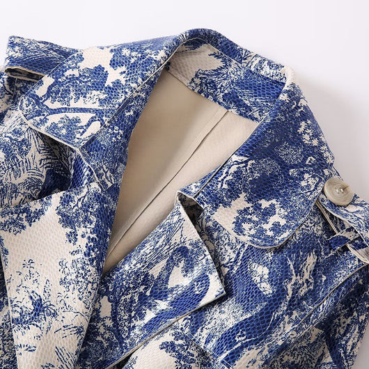 Abrigo Trench Estilo Retro con Estampado Animal y Cintura Ajustable - Image 5