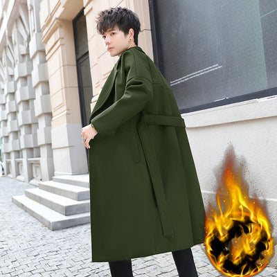 Abrigo Trendy Coreano de Lana Gruesa Largo Hasta la Cadera - Image 3