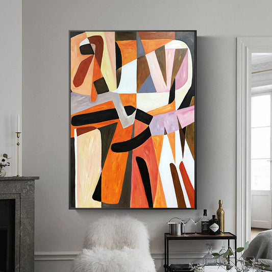 Cuadro Abstracto Óleo Pintado a Mano para Pasillos y Espacios Modernos