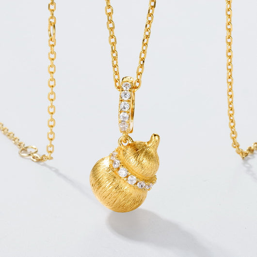Collar Colgante Calabaza Pulida Plata 925 Baño Oro 10k - Image 3