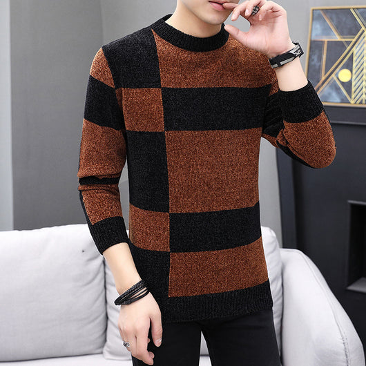 Suéter Hombre Cuello Redondo Estilo Coreano Slim Fit Abrigado
