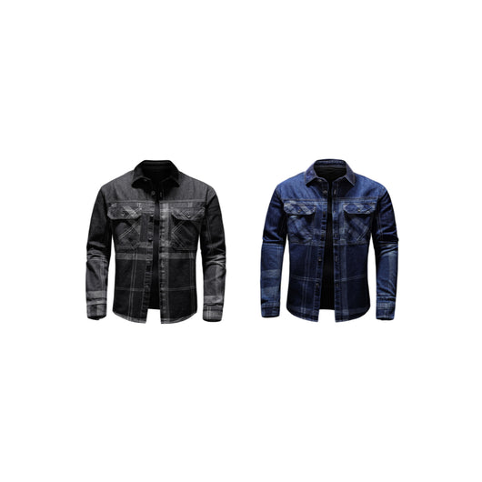 Camisa de Cuadros Denim Manga Larga para Hombre - Image 6