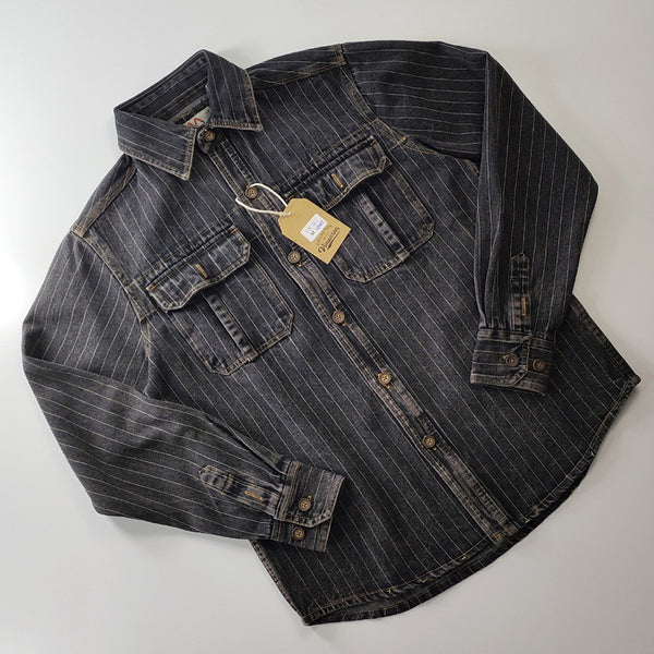 Camisa Denim Vintage Lavada para Hombre - Estilo Casual Americano