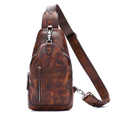 Bolsa de Pecho Ma Pi Cuero Genuino Vintage - Mochila Cruzada Estilo Commuter con Cierre de Candado - Image 7