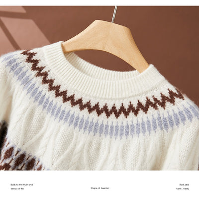 Suéter de Cachemira Jacquard con Contraste Azul y Blanco - Image 20
