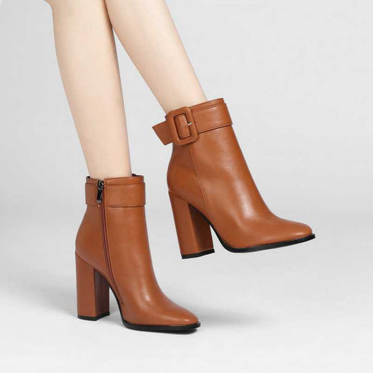 Zapatos de Cuero Suave para Mujer con Tacón Grueso Alto - Image 9