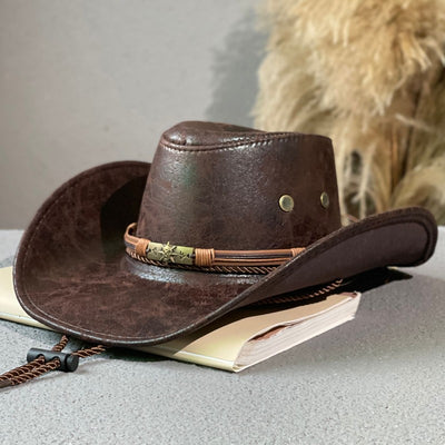 Sombrero Vaquero Étnico de Cuero Estilo Retro - Image 11