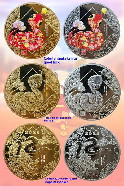 Medalla Conmemorativa Año de la Serpiente Chapada en Oro y Plata - Image 24