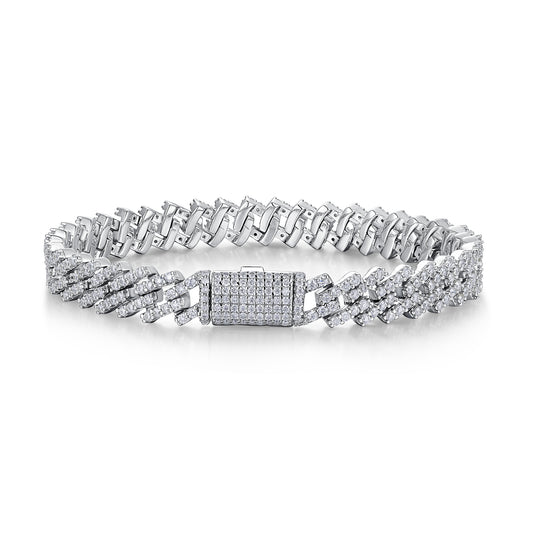 Pulsera de Plata S925 con Moissanita Premium - Joyería Luxury Plateada en Platino