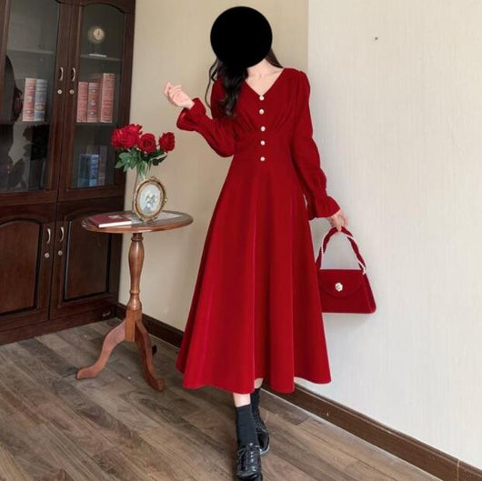 Vestido de Terciopelo Liso para Mujer - Elegancia y Comodidad - Image 3