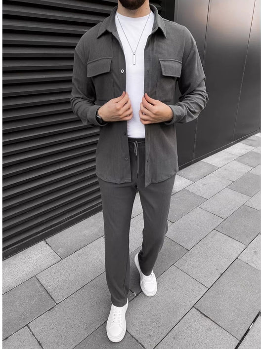 Traje Casual de Pana para Hombre - Camisa y Pantalón Coordinado - Image 20