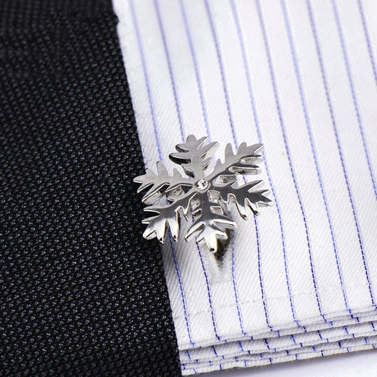 Gemelos Plateados con Diseño de Copo de Nieve y Diamante para Hombre - Image 4