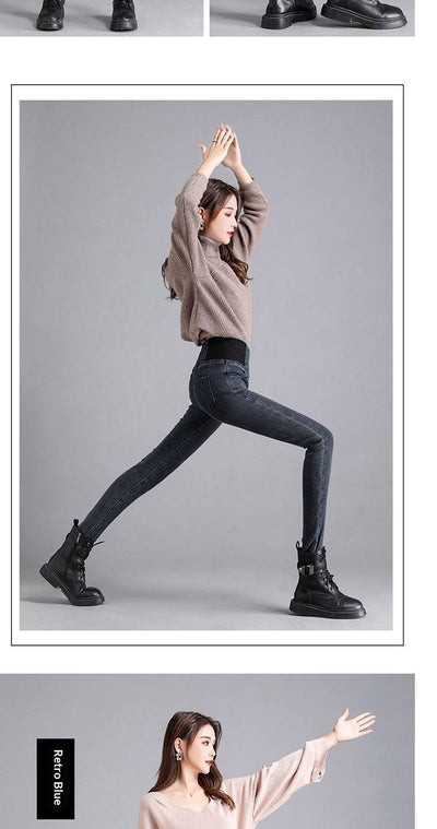 Jeans Skinny de Cintura Alta con Forro Polar Cálido y Cintura Elástica - Image 22