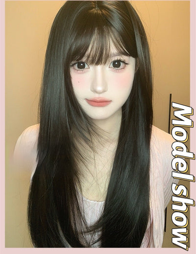 Peluca Castaño Oscuro Cara Redonda - Cabello Natural Completo - Image 11