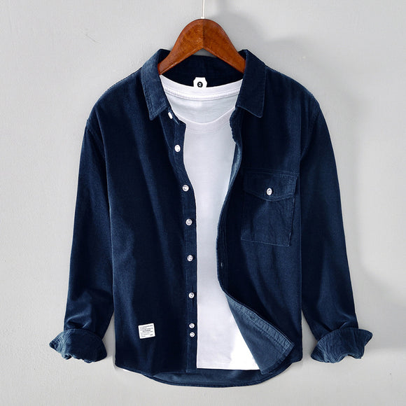 Camisa Casual Holgada de Algodón para Hombre - Diseño Moderno con Solapas y Mangas Largas