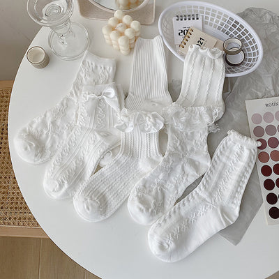 Calcetines Lolita de Encaje Blanco para Mujer - Tubo Medio Algodón - Image 27