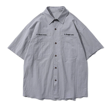 Camisa de Trabajo Retro Japonesa Khaki Manga Corta - Image 11