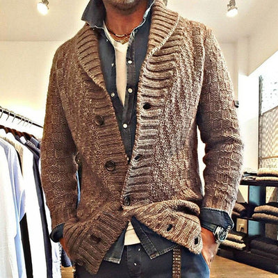 Cardigan Marrón Entallado con Cuello de Solapa y Mangas Largas Acolchado - Image 16
