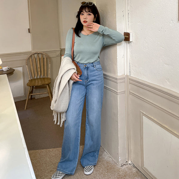 Jeans Rectos Anchos Sueltos para Mujer