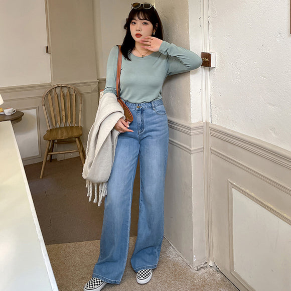 Jeans Rectos Anchos Sueltos para Mujer
