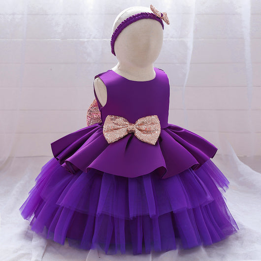 Vestido de Princesa para Niña de Un Año - Diseño Europeo Estampado Elegante - Image 8