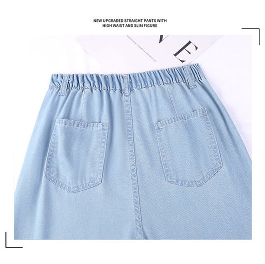 Pantalones Lyocell Rectos Cintura Alta Efecto Seda Pierna Ancha - Image 34