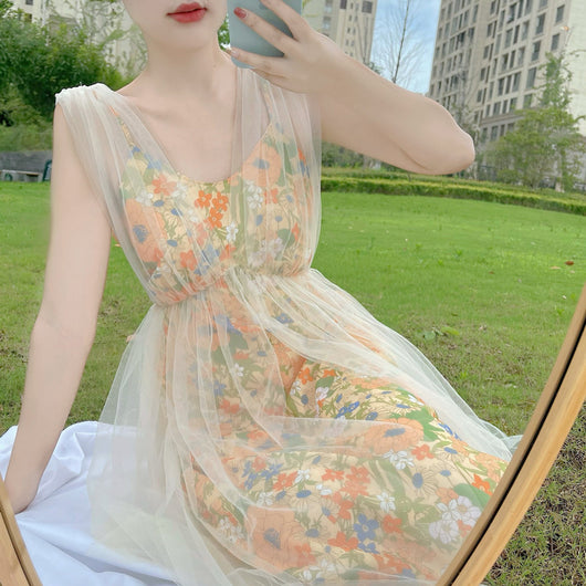Vestido Hada de Malla con Patchwork Estampado - Image 3