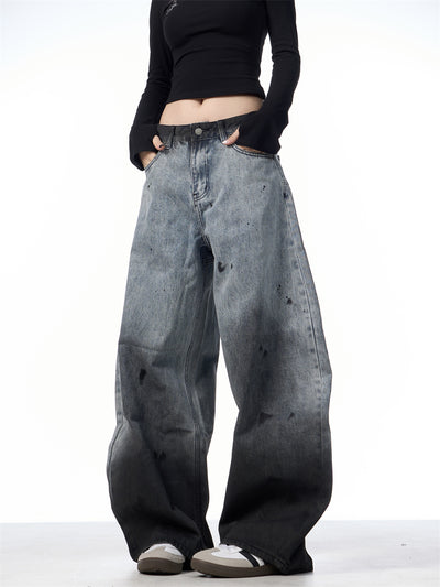 Pantalones Jeans Sueltos Efecto Desteñido con Tinta Splash - Image 19
