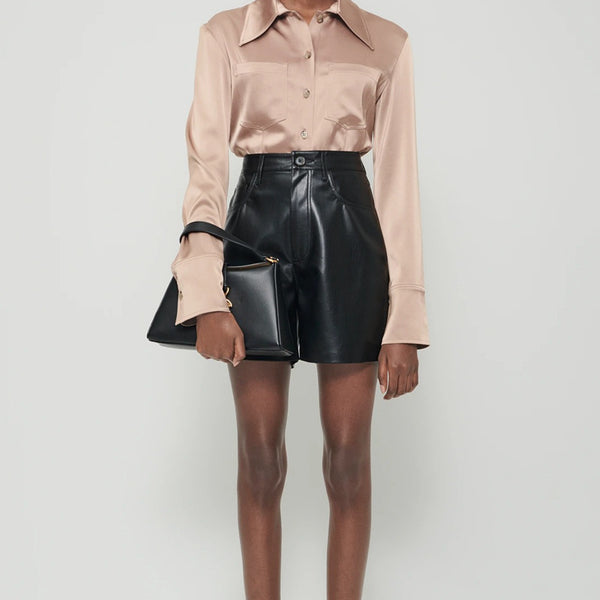 Shorts de Cuero Talle Alto para Mujer - Diseño Casual y Versátil
