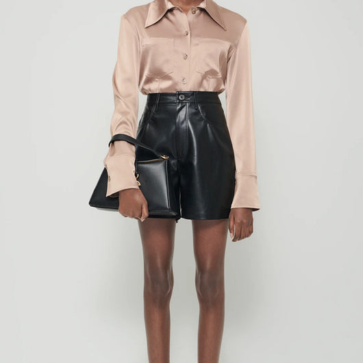 Shorts de Cuero Talle Alto para Mujer - Diseño Casual y Versátil - Image 2