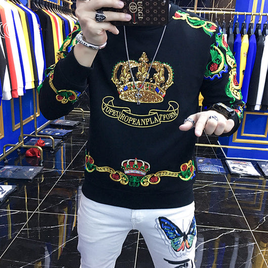 Suéter Holgado de Manga Larga con Bordado de Corona - Estilo Tendencia - Image 6