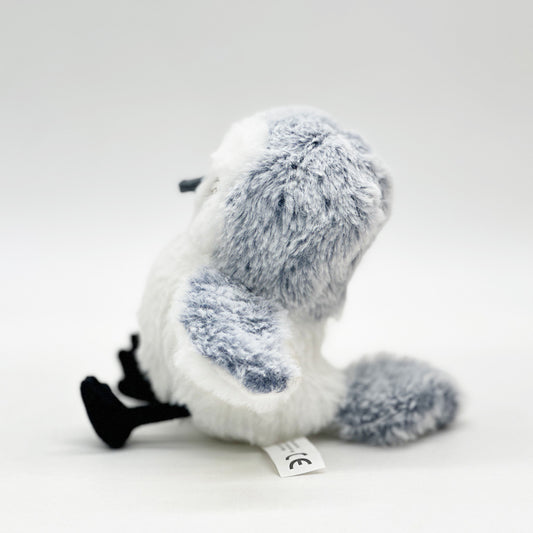 Interactive plush bird cat toy with brown and white fur, flapping wings, and a small tabby kitten observing. - Image 3