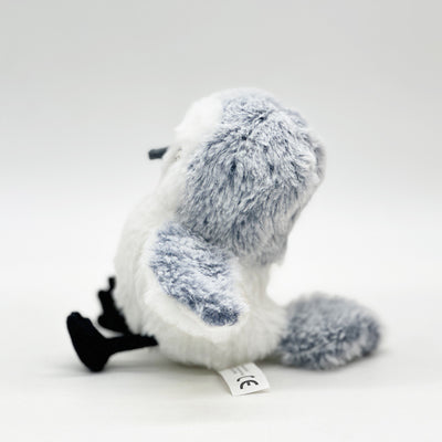 Interactive plush bird cat toy with brown and white fur, flapping wings, and a small tabby kitten observing. - Image 3