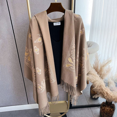 Chal Bufanda Mujer Invierno Efecto Cachemira con Bordado Elegante - Image 2