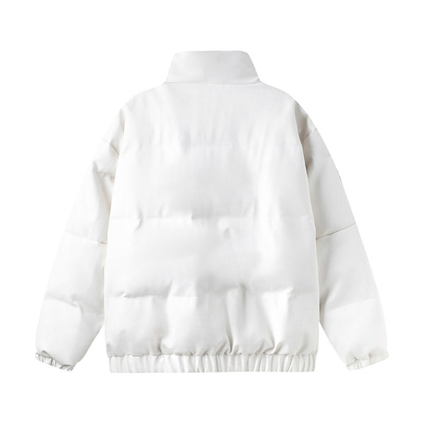 Abrigo PU Acolchado con Cuello Alto para Invierno