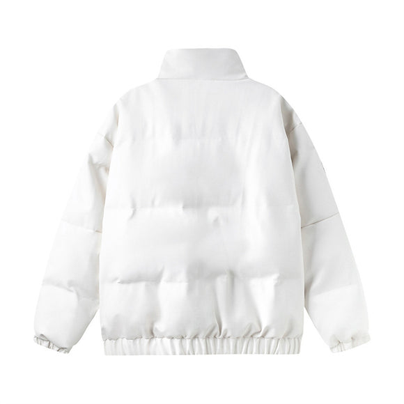 Abrigo PU Acolchado con Cuello Alto para Invierno