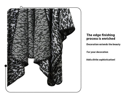 Chal Cruzado Estampado Leopardo Negro - Versátil para Primavera, Otoño e Invierno - Image 19