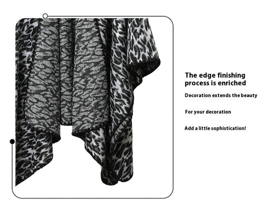 Chal Cruzado Estampado Leopardo Negro - Versátil para Primavera, Otoño e Invierno - Image 19