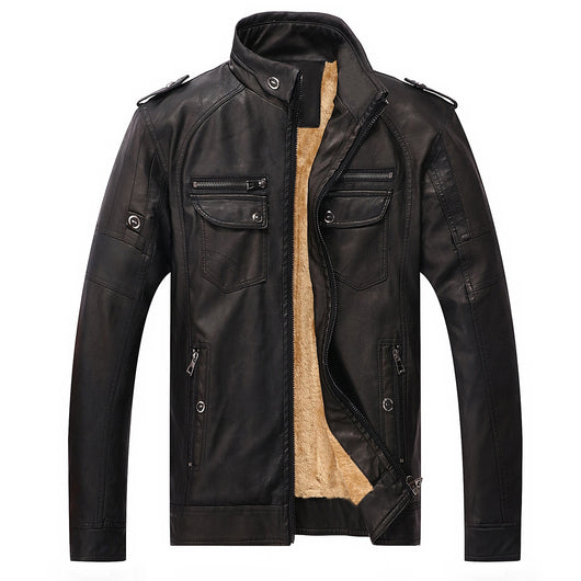 Chaqueta de Cuero Retro con Terciopelo Lavado - Image 5