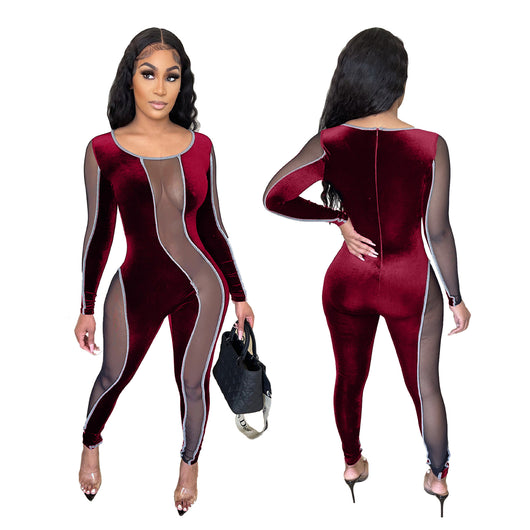 Jumpsuit Ajustado Sexy con Detalles en Malla - Image 2